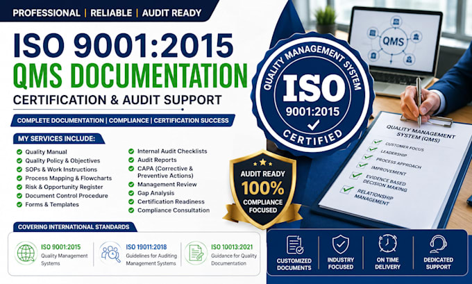 iso 9001 iso 19011 iso 10013 qms documentation audit certification support