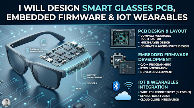 design smart glasses pcb, embedded firmware and iot wearables