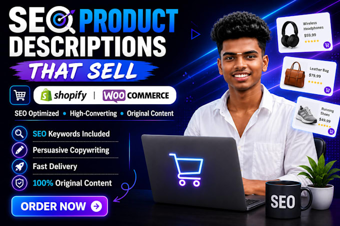 write SEO product descriptions for shopify and woocommerce