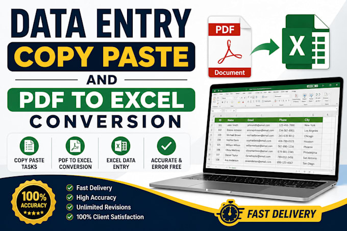 do accurate data entry, copy paste, PDF to word and excel