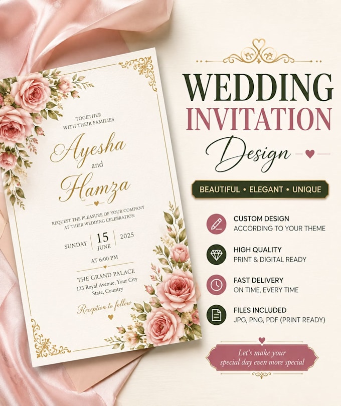 design beautiful wedding invitation cards and event invitations