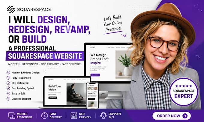 design, redesign revamp, or build a professional squarespace website