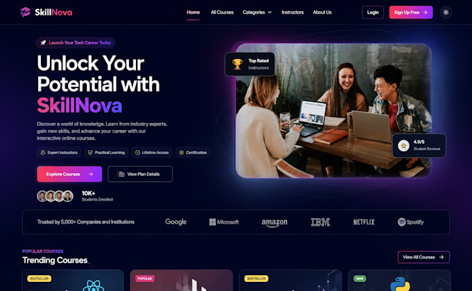 develop a professional education website for schools and academies