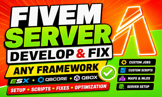 setup, develop, fix optimize your fivem qbcore esx qbox fivem server for you