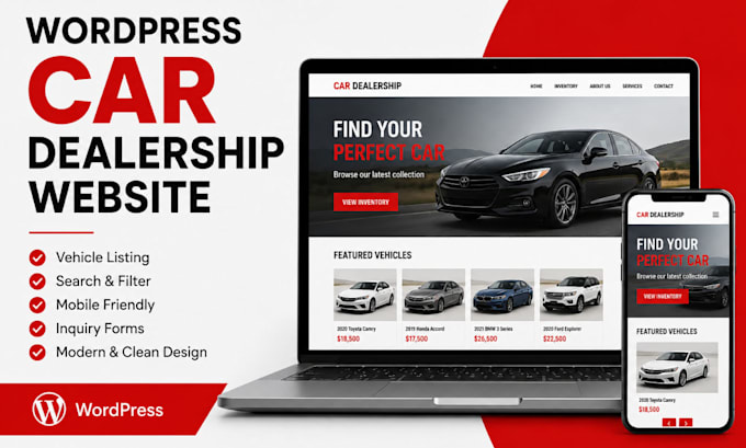 develop wordpress website for car dealership, auto dealer and vehicle listing
