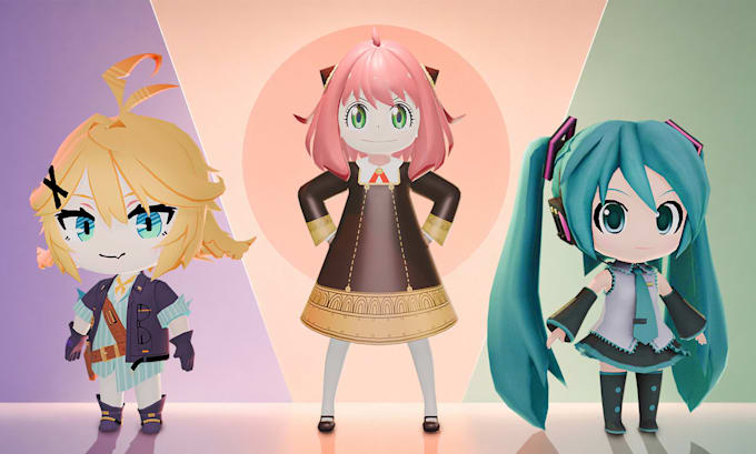 create 3d stylized chibi, anime, roblox npc, and voxel character