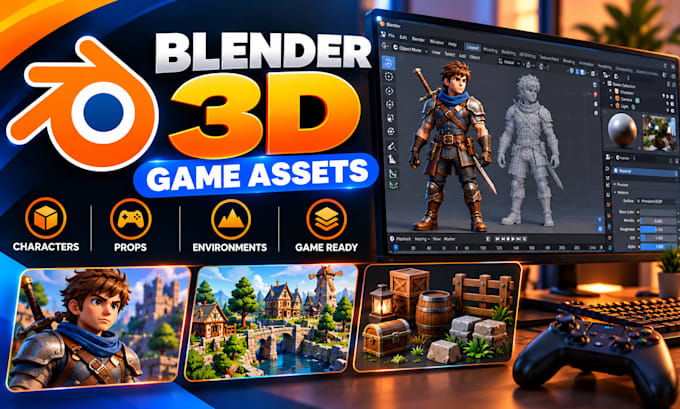 create blender 3d game assets and game ready models