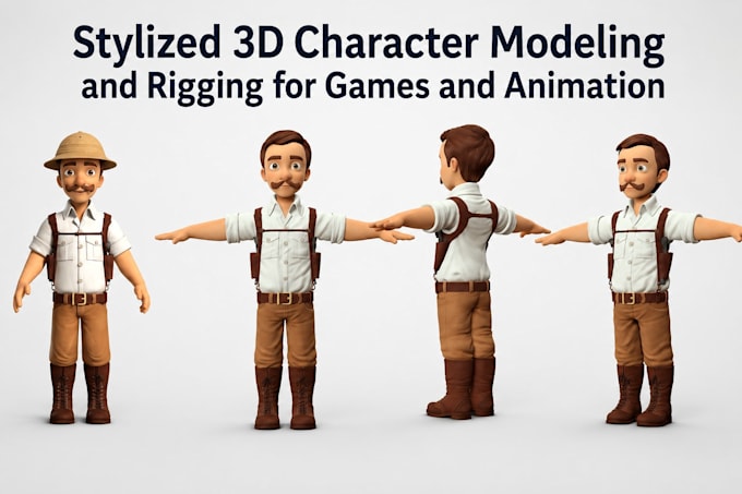 stylized 3d character modeling and rigging for games and animation