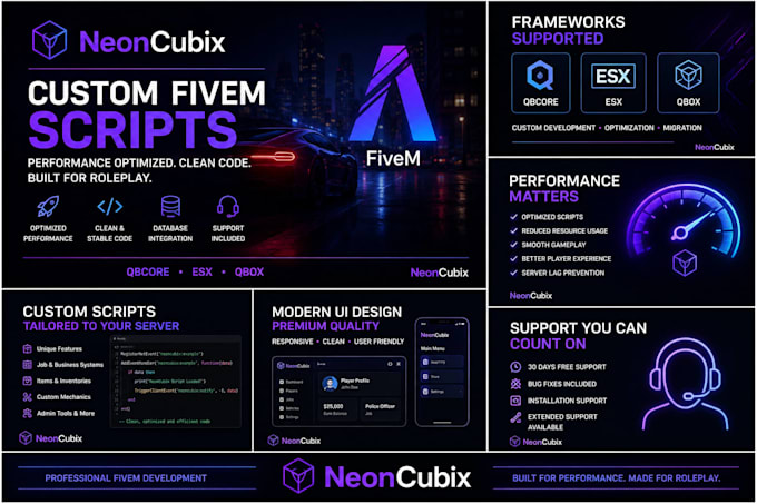 create custom fivem scripts for each framework