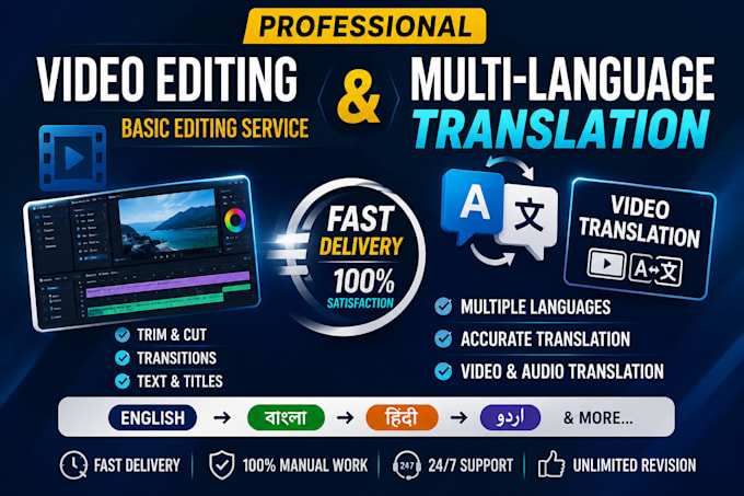 professional transcription and basic video editer
