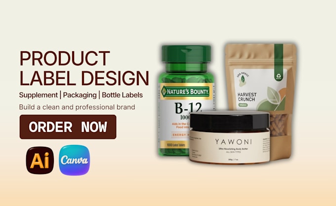 do product label design, supplement label design and product packaging design