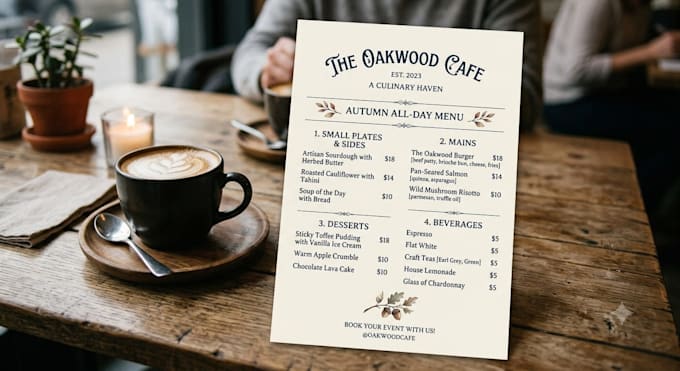 create design custom digital or physical restaurant menu