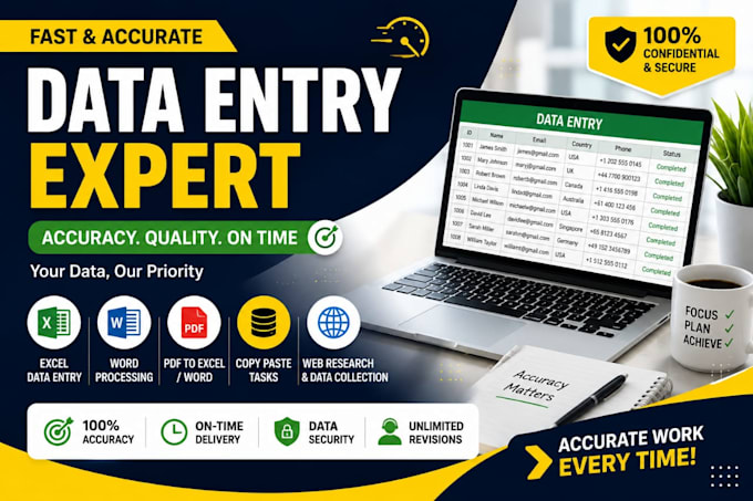 do accurate data entry copy paste pdf to word and excel