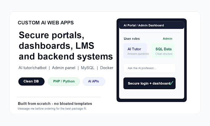 build a custom ai web app, portal, or backend system