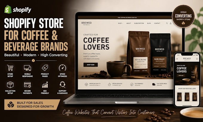 setup shopify ecommerce store shopify coffee and beverages website design
