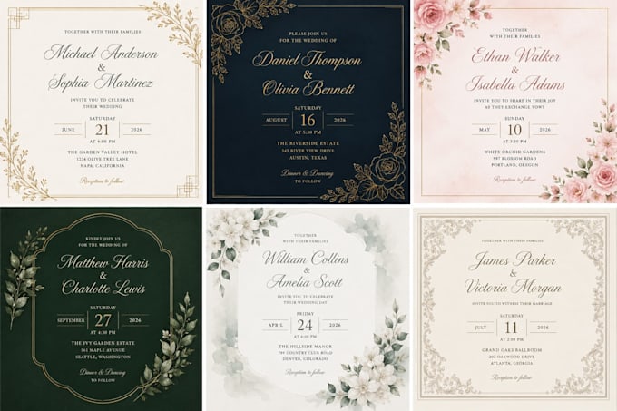 design elegant wedding cards, invitation, and walima cards