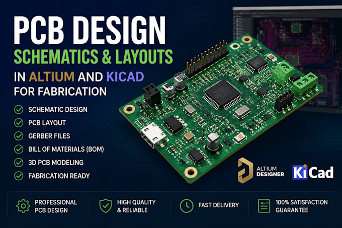design pcb boards, schematics, layouts in altium and kicad for fabrication