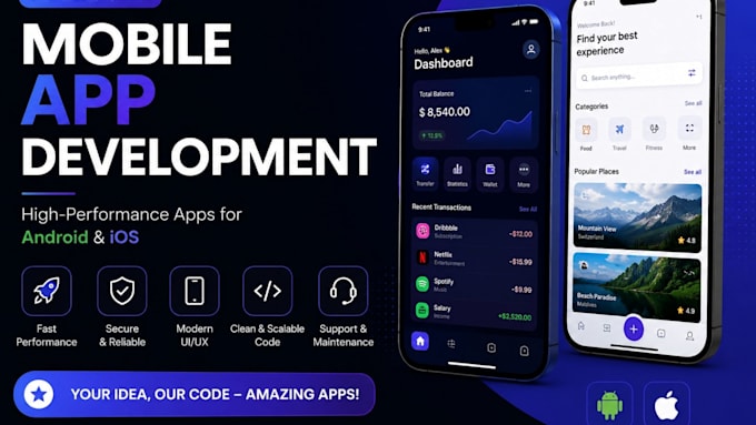 mobile app development, android app and ios mobile app