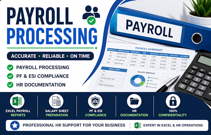 do payroll processing, pf and esi compliance