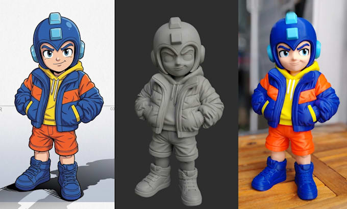 realistic sculpt 3d printable stl model from 2d image character for 3d printing