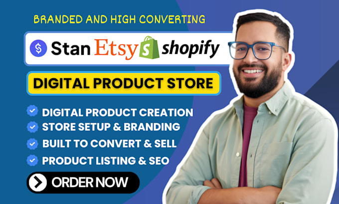 setup shopify digital product store etsy shop stan store shopify digital product