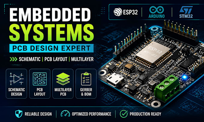 design esp32, arduino, stm32 pcb, schematic