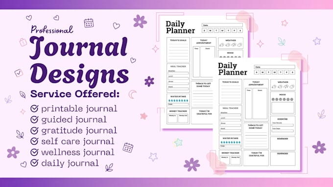 design digital printable journal, calender, tracker, notebook, worksheet