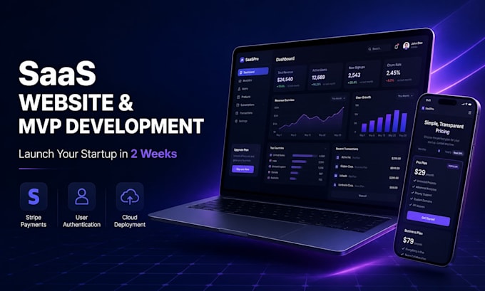 develop saas website, custom saas web app, mvp development for your saas startup