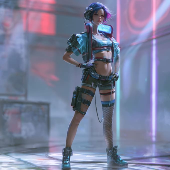 cyberpunk female character desing
