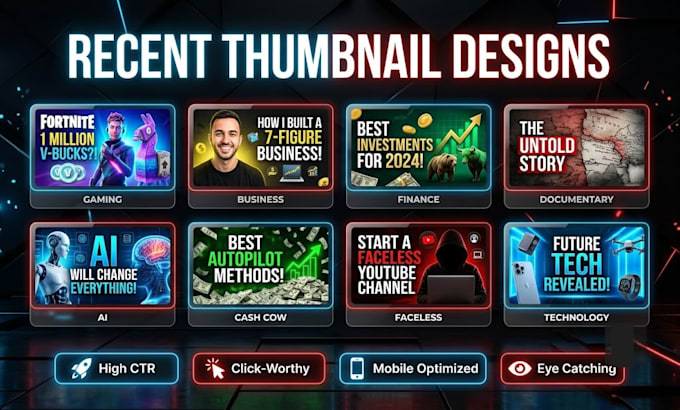 design high CTR faceless youtube thumbnail for your channel