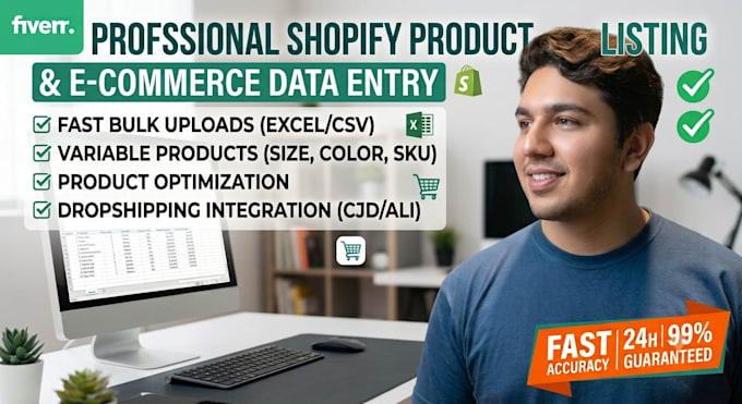 do shopify product listing and e commerce data entry