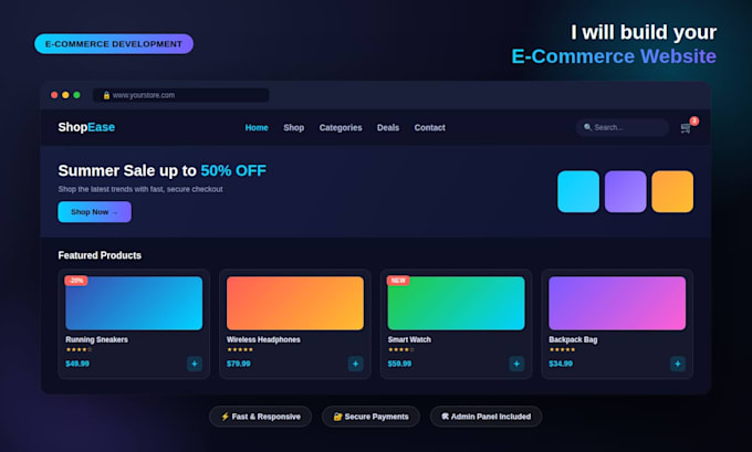 build custom ecommerce website with PHP mysql and admin panel