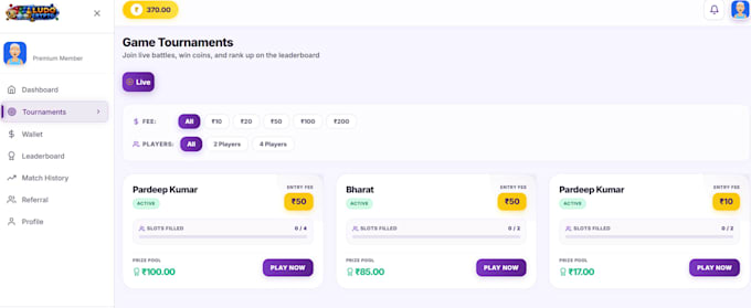 real money ludo game with nodejs react mongodb pwa