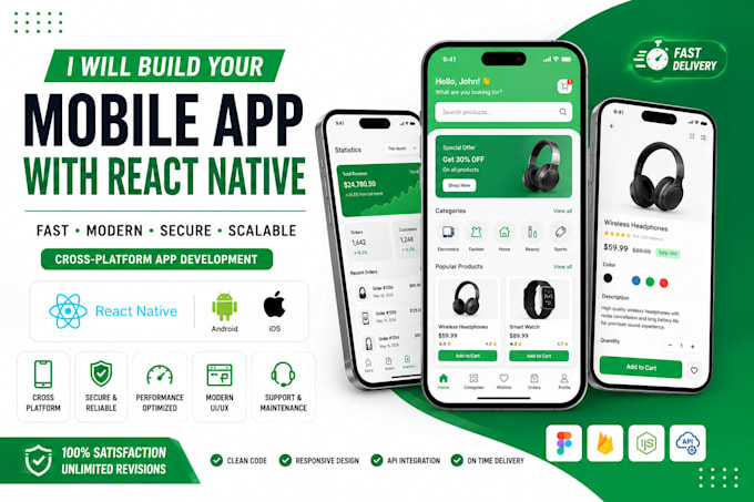 develop ios and android app for you with react native