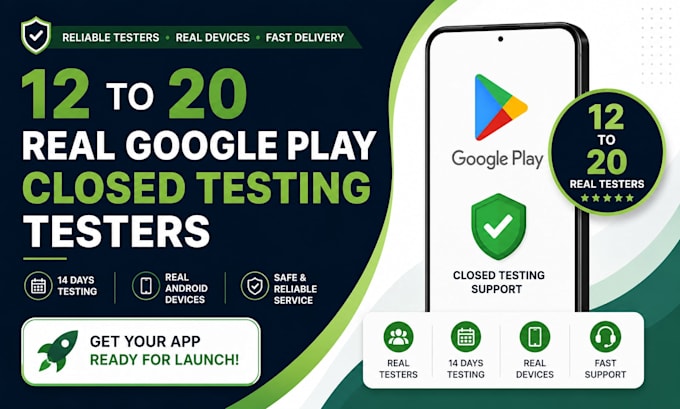 provide 12 real google play closed testing testers