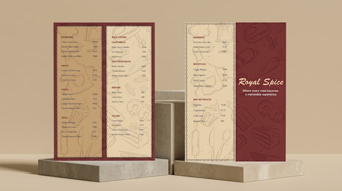 design a professional restaurant menu card