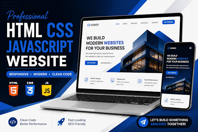 design a responsive website using html, css, and javascript