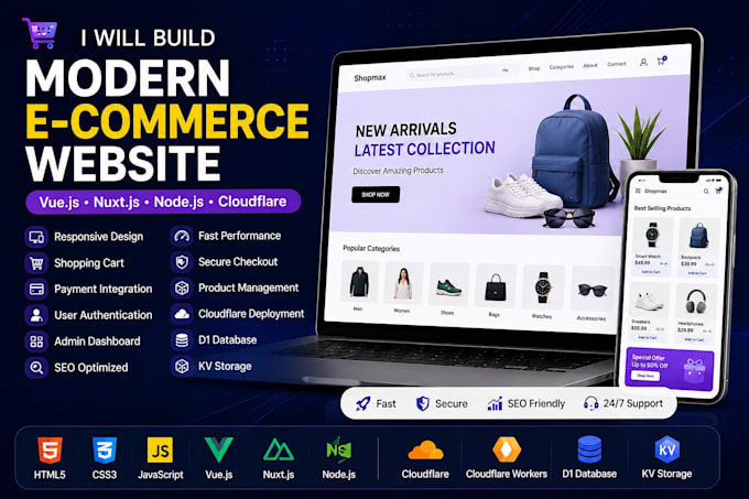 build a modern e commerce website with nuxt js and node js
