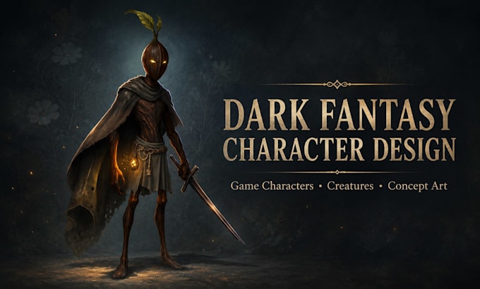 draw dark fantasy character design or rpg illustration