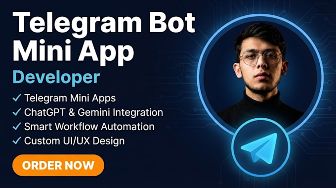 develop custom telegram bot, telegram mini app with ai integration