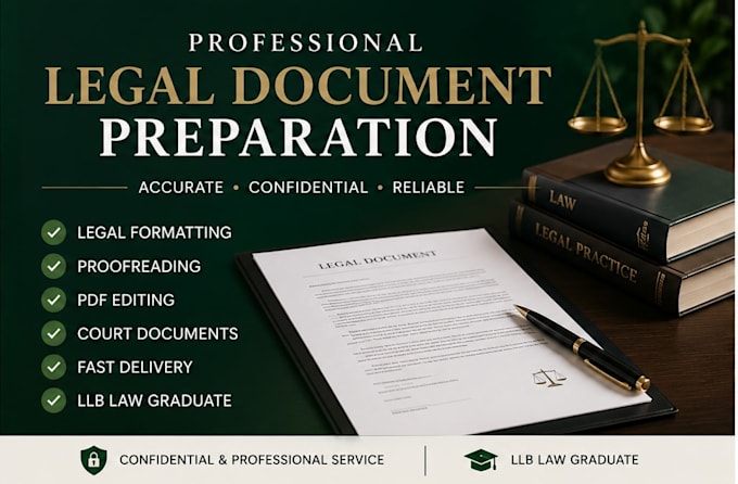 professionally prepare, format and proofread your legal documents