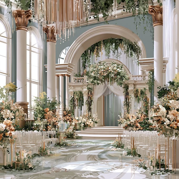 design custom wedding venue illustration