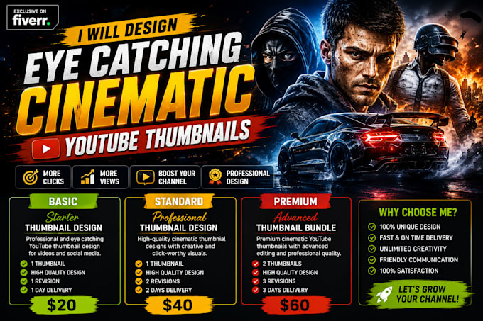 design eye catching cinematic youtube thumbnails