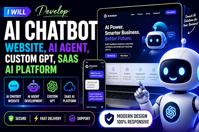 develop an ai chatbot website, ai agent, custom gpt, saas ai platform