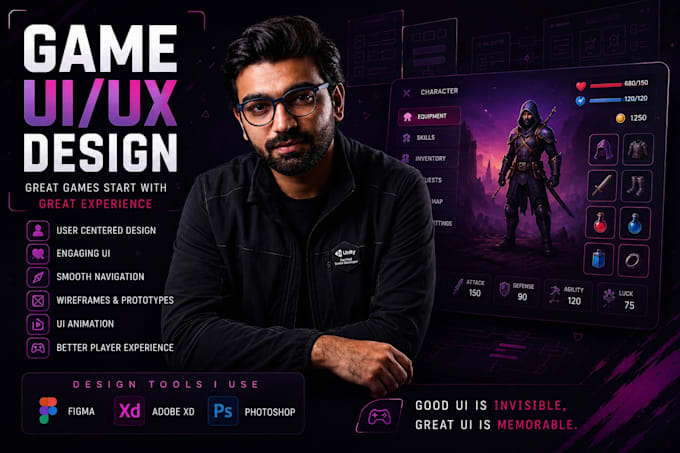 design engaging game UI UX for mobile or PC games in figma