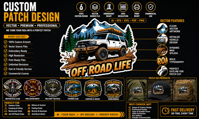 design custom embroidered patch artwork in vector