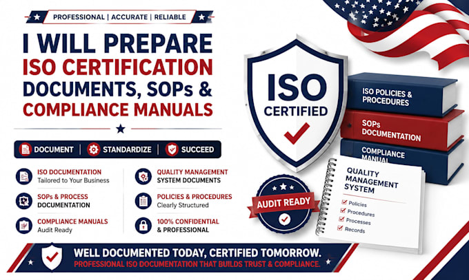 prepare iso certification documents sops and compliance manuals