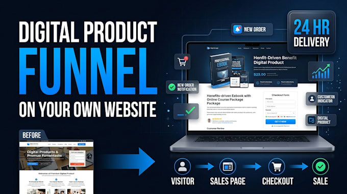 build digital product funnel in 24 hours product landing page course sale funnel