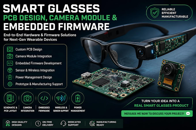 design smart glasses pcb camera module and embedded firmware