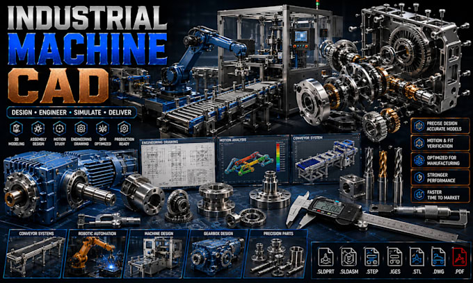 design industrial machinery and mechanical assemblies in solidworks